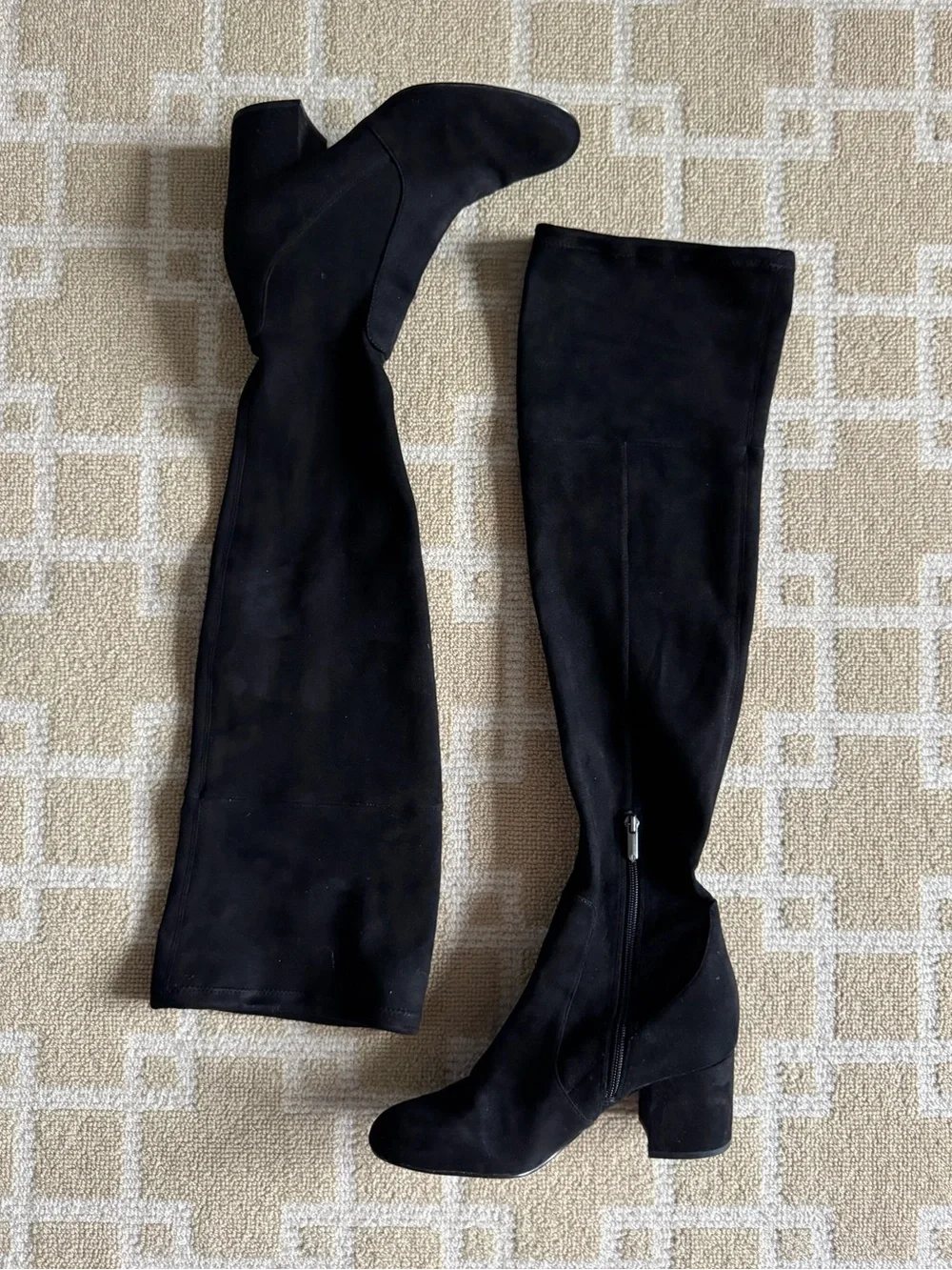 Sam Edelman Black Suede Over the Knee Block Heel Tall Boots Size 8.5